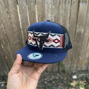 Navy and Patterned Mens cap